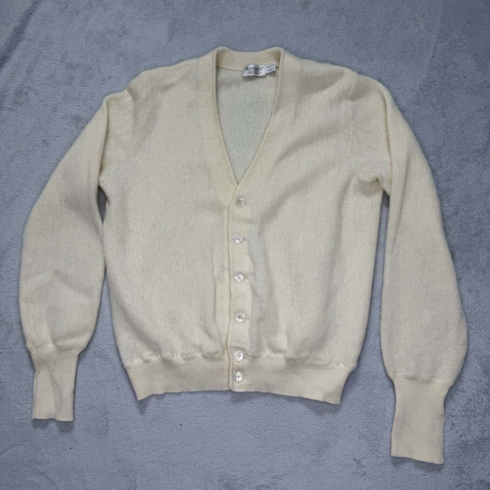 Vintage St Croix Quanpaca Cardigan Sweater Mens L Cream Made in USA